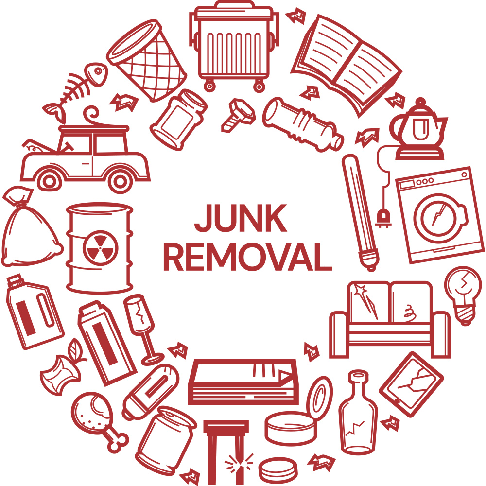 Junk Removal Graphic round with floating junk